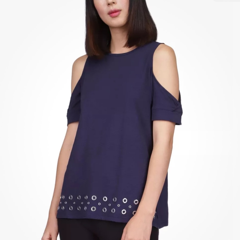 Michael Kors Med NWT $84 Grommet Cold Shoulder Top